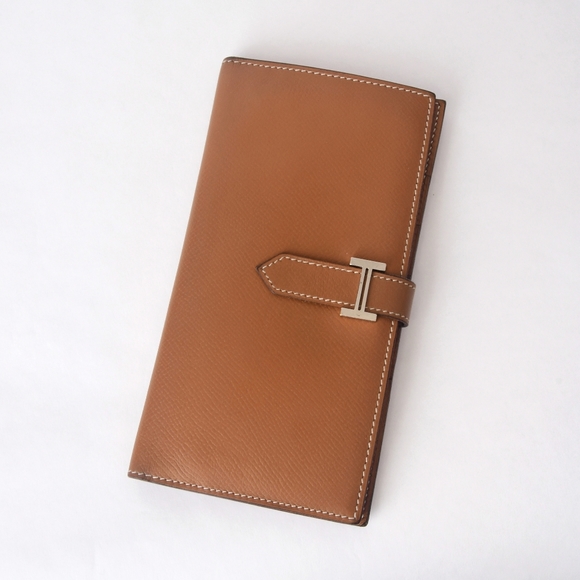 Hermes Handbags - Authentic Hermes Béarn Souffle Bifold Long Wallet Chestnut Palladium Hardware
